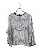 mina perhonenミナ ペルホネン）の古着「sulka L/S ブラウス」｜ネイビー×ホワイト