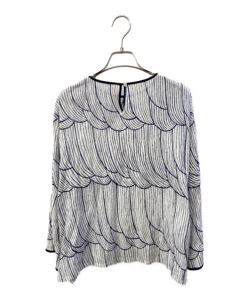 mina perhonen（ミナ ペルホネン）mina perhonen (ミナ ペルホネン) sulka L/S ブラウス ネイビー×ホワイト サイズ:Ｍの古着・服飾アイテム