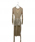 Mame Kurogouchiマメクロゴウチ）の古着「Mixed Rib Knit Peplum Dress ニットワンピース」｜ベージュ