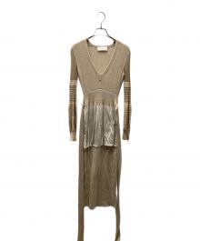 Mame Kurogouchi（マメクロゴウチ）の古着「Mixed Rib Knit Peplum Dress ニットワンピース」｜ベージュ