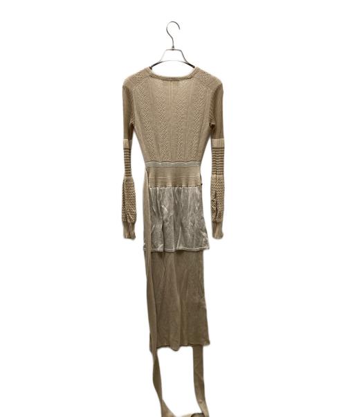 Mame Kurogouchi（マメクロゴウチ）Mame Kurogouchi (マメクロゴウチ) Mixed Rib Knit Peplum Dress ニットワンピース ベージュ サイズ:1の古着・服飾アイテム