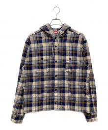 SUPREME（シュプリーム）の古着「26SS Hooded Flannel Shirt brown チェックシャツ」｜ベージュ×ネイビー