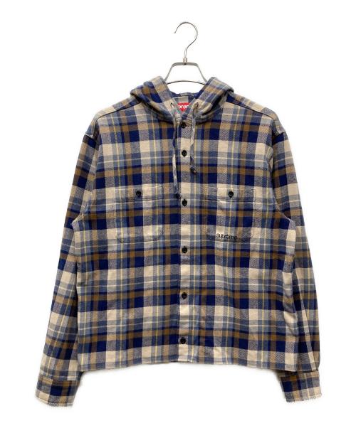 SUPREME（シュプリーム）Supreme (シュプリーム) 26SS Hooded Flannel Shirt brown チェックシャツ ベージュ×ネイビー サイズ:Sの古着・服飾アイテム