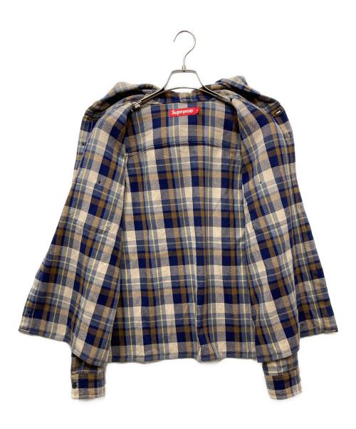 SUPREME（シュプリーム）Supreme (シュプリーム) 26SS Hooded Flannel Shirt brown チェックシャツ ベージュ×ネイビー サイズ:Sの古着・服飾アイテム