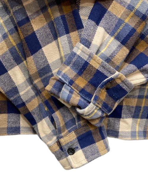 SUPREME（シュプリーム）Supreme (シュプリーム) 26SS Hooded Flannel Shirt brown チェックシャツ ベージュ×ネイビー サイズ:Sの古着・服飾アイテム