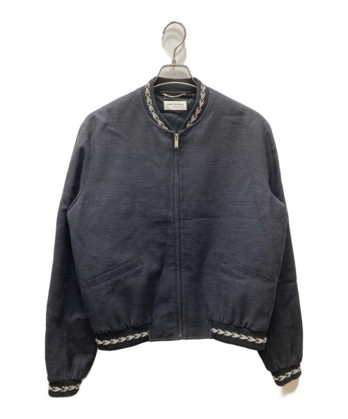 Saint Laurent Paris（サンローランパリ）Saint Laurent Paris (サンローランパリ) シルク混ジップアップボンバージャケット ブラック サイズ:52の古着・服飾アイテム
