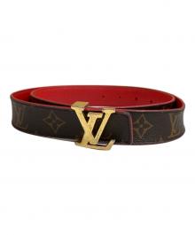 LOUIS VUITTON（ルイ ヴィトン）の古着「サンチュール LVイニシャル レザーベルト」｜ブラウン×レッド