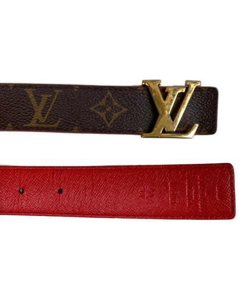 LOUIS VUITTON（ルイ ヴィトン）LOUIS VUITTON (ルイ ヴィトン) サンチュール LVイニシャル レザーベルト ブラウン×レッド サイズ:90/36の古着・服飾アイテム