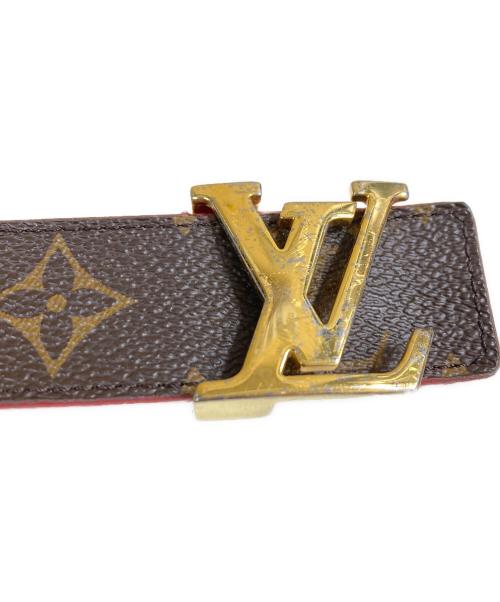 LOUIS VUITTON（ルイ ヴィトン）LOUIS VUITTON (ルイ ヴィトン) サンチュール LVイニシャル レザーベルト ブラウン×レッド サイズ:90/36の古着・服飾アイテム
