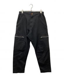 COMME des GARCONS HOMME DEUX（コムデギャルソン オム ドゥ）の古着「ポリ縮絨 ジップデザインパンツ」｜ブラック