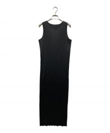PLEATS PLEASE（プリーツプリーズ）の古着「BASICS ノースリーブプリーツワンピース」｜ブラック