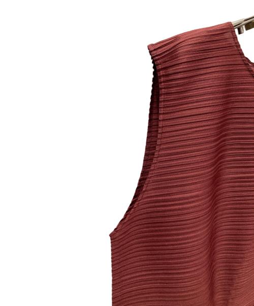 PLEATS PLEASE（プリーツプリーズ）PLEATS PLEASE (プリーツプリーズ) SPIN ノースリーブワンピース ボルドー サイズ:3の古着・服飾アイテム