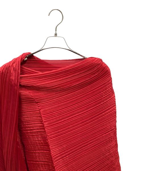 PLEATS PLEASE（プリーツプリーズ）PLEATS PLEASE (プリーツプリーズ) プリーツ  ストール レッドの古着・服飾アイテム