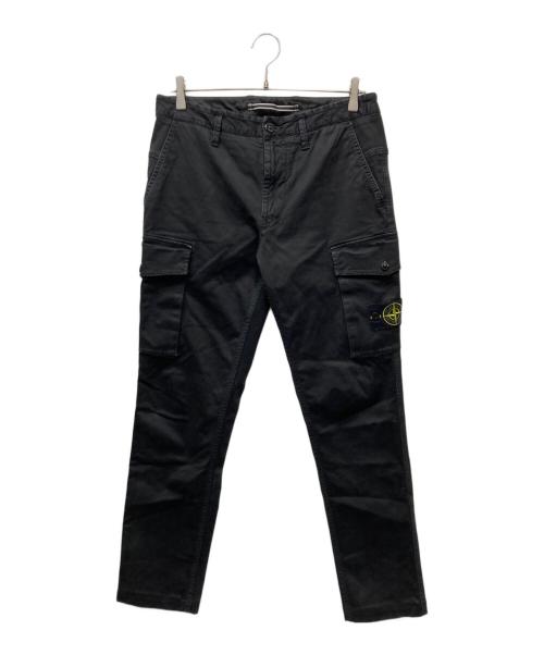 STONE ISLAND（ストーンアイランド）STONE ISLAND (ストーンアイランド) ガーメントダイ コットンストレッチ テーパードカーゴパンツ ブラック サイズ:30の古着・服飾アイテム