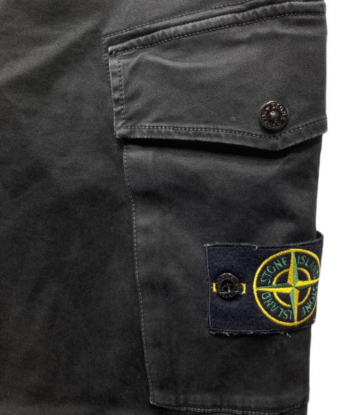STONE ISLAND（ストーンアイランド）STONE ISLAND (ストーンアイランド) ガーメントダイ コットンストレッチ テーパードカーゴパンツ ブラック サイズ:30の古着・服飾アイテム