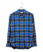 Rags McGREGORラグスマックレガー）の古着「ORIGINAL CHECK SMALL COLLAR SHIRT チェックスモールカラーシャツ」｜ブルー×ブラック