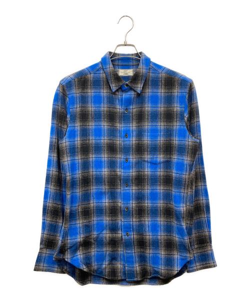 Rags McGREGOR（ラグスマックレガー）Rags McGREGOR (ラグスマックレガー) ORIGINAL CHECK SMALL COLLAR SHIRT チェックスモールカラーシャツ ブルー×ブラック サイズ:Lの古着・服飾アイテム