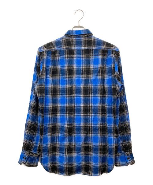 Rags McGREGOR（ラグスマックレガー）Rags McGREGOR (ラグスマックレガー) ORIGINAL CHECK SMALL COLLAR SHIRT チェックスモールカラーシャツ ブルー×ブラック サイズ:Lの古着・服飾アイテム