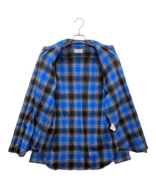 Rags McGREGOR（ラグスマックレガー）Rags McGREGOR (ラグスマックレガー) ORIGINAL CHECK SMALL COLLAR SHIRT チェックスモールカラーシャツ ブルー×ブラック サイズ:Lの古着・服飾アイテム
