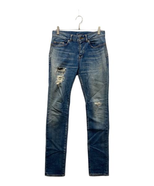 Saint Laurent Paris（サンローランパリ）Saint Laurent Paris (サンローランパリ) D02 ダメージ加工スキニーデニムパンツ ブルー サイズ:28の古着・服飾アイテム
