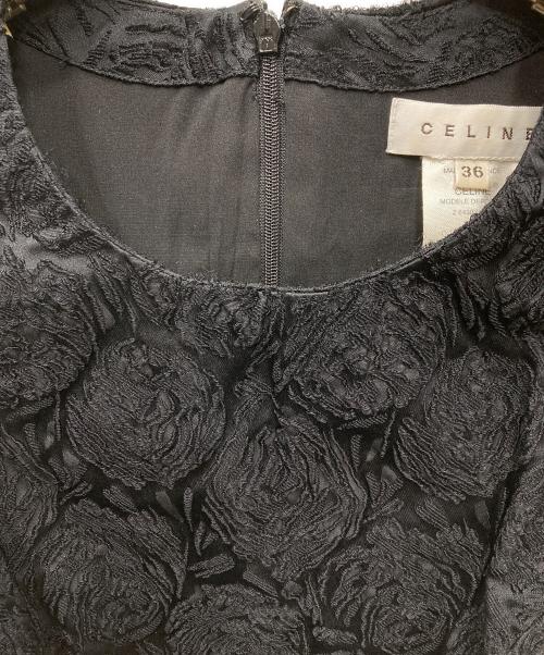 CELINE（セリーヌ）CELINE (セリーヌ) ジャガード ノースリーブワンピース ブラック サイズ:36の古着・服飾アイテム