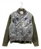 sacaiサカイ）の古着「Nylon Twill Mix Blouson レイヤードジャケット」｜グレー×カーキ