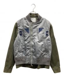 sacai（サカイ）の古着「Nylon Twill Mix Blouson レイヤードジャケット」｜グレー×カーキ