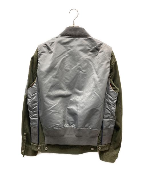sacai（サカイ）sacai (サカイ) Nylon Twill Mix Blouson レイヤードジャケット グレー×カーキ サイズ:SIZE 1の古着・服飾アイテム