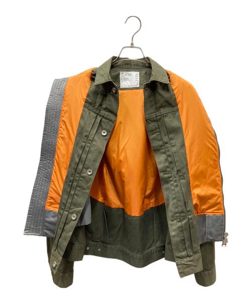 sacai（サカイ）sacai (サカイ) Nylon Twill Mix Blouson レイヤードジャケット グレー×カーキ サイズ:SIZE 1の古着・服飾アイテム