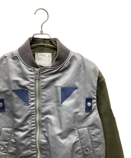 sacai（サカイ）sacai (サカイ) Nylon Twill Mix Blouson レイヤードジャケット グレー×カーキ サイズ:SIZE 1の古着・服飾アイテム