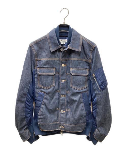 sacai（サカイ）sacai (サカイ) A.P.C. (アーペーセー) eimi denim jacket ドッキング再構築デニムジャケット インディゴ×ネイビー サイズ:SIZE XXSの古着・服飾アイテム