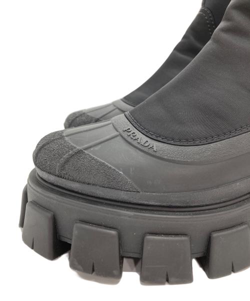 PRADA（プラダ）PRADA (プラダ) 22AW Re-Nylon モノリス リナイロン ギャバジン サイドゴアブーツ ブラック サイズ:7.5の古着・服飾アイテム