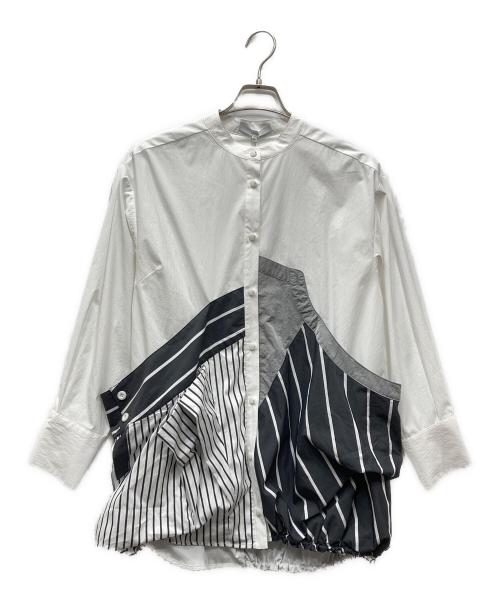 UN3D.（アンスリード）UN3D. (アンスリード) DECONSTRUCTION DOCKING SHIRT ディコンストラクションドッキングシャツ ホワイト×グレー サイズ:36の古着・服飾アイテム
