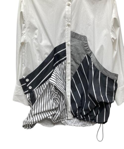 UN3D.（アンスリード）UN3D. (アンスリード) DECONSTRUCTION DOCKING SHIRT ディコンストラクションドッキングシャツ ホワイト×グレー サイズ:36の古着・服飾アイテム