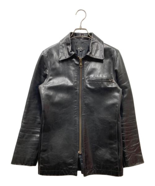 A.P.C.（アーペーセー）A.P.C. (アーペーセー) フランス製ホースハイドシングルレザージャケット ブラック サイズ:XSの古着・服飾アイテム