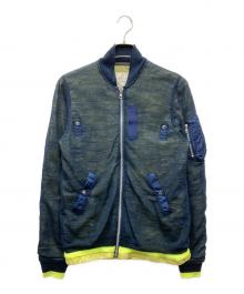 sacai（サカイ）の古着「ニット切替ブルゾン」｜ネイビー