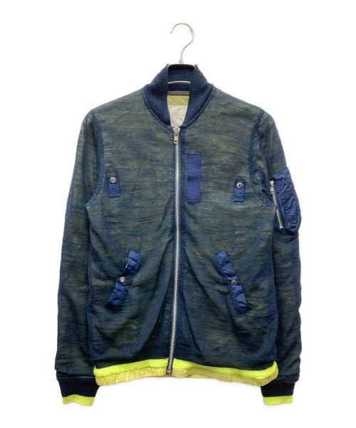 sacai（サカイ）sacai (サカイ) ニット切替ブルゾン ネイビー サイズ:2の古着・服飾アイテム