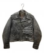 Bucoブコ）の古着「50's 青タグ HORSEHIDE ダブルレザーライダース ジャケット」｜ブラック