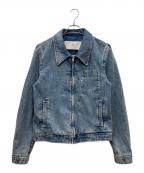 AMI Alexandre Mattiussiアミアレクサンドルマテュッシ）の古着「CONTRASTED AMI DE COEUR ZIPPED JACKET ハートロゴジップアップデニムジャケット」｜ブルー