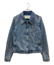AMI Alexandre Mattiussi（アミアレクサンドルマテュッシ）の古着「CONTRASTED AMI DE COEUR ZIPPED JACKET ハートロゴジップアップデニムジャケット」｜ブルー