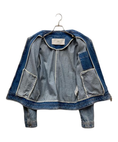 AMI Alexandre Mattiussi（アミアレクサンドルマテュッシ）AMI Alexandre Mattiussi (アミアレクサンドルマテュッシ) CONTRASTED AMI DE COEUR ZIPPED JACKET ハートロゴジップアップデニムジャケット ブルー サイズ:Mの古着・服飾アイテム