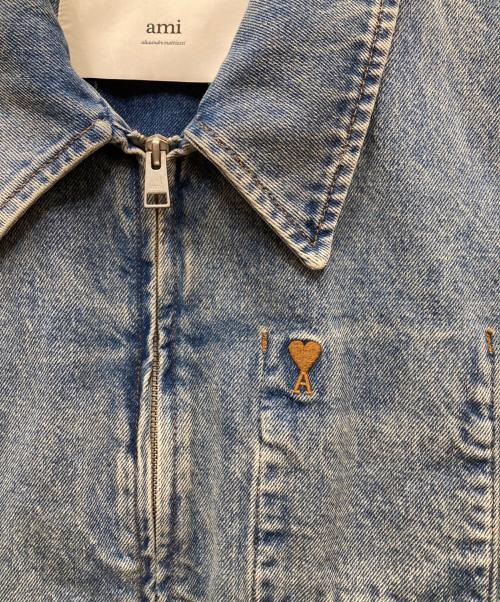 AMI Alexandre Mattiussi（アミアレクサンドルマテュッシ）AMI Alexandre Mattiussi (アミアレクサンドルマテュッシ) CONTRASTED AMI DE COEUR ZIPPED JACKET ハートロゴジップアップデニムジャケット ブルー サイズ:Mの古着・服飾アイテム