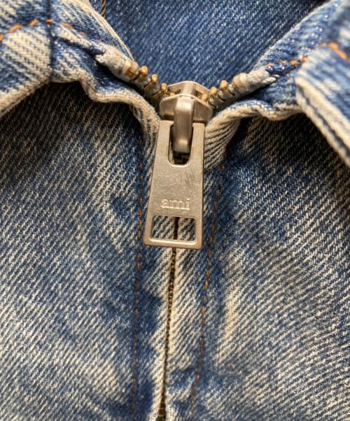 AMI Alexandre Mattiussi（アミアレクサンドルマテュッシ）AMI Alexandre Mattiussi (アミアレクサンドルマテュッシ) CONTRASTED AMI DE COEUR ZIPPED JACKET ハートロゴジップアップデニムジャケット ブルー サイズ:Mの古着・服飾アイテム