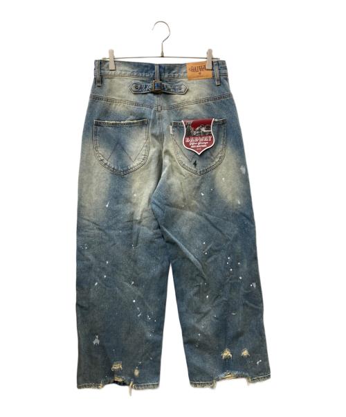 BADWAY（バッドウェイ）BADWAY (バッドウェイ) Grunge BORO studs denim グランジボロスタッズデニムパンツ ブルー サイズ:Mの古着・服飾アイテム