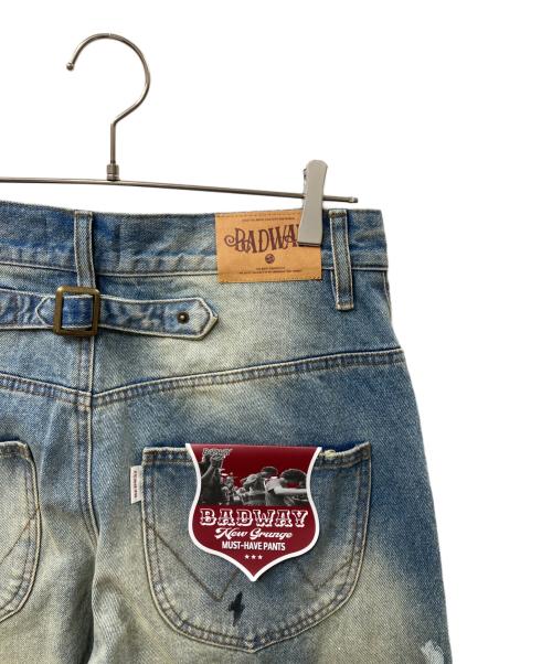 BADWAY（バッドウェイ）BADWAY (バッドウェイ) Grunge BORO studs denim グランジボロスタッズデニムパンツ ブルー サイズ:Mの古着・服飾アイテム