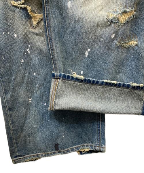 BADWAY（バッドウェイ）BADWAY (バッドウェイ) Grunge BORO studs denim グランジボロスタッズデニムパンツ ブルー サイズ:Mの古着・服飾アイテム