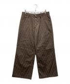 BADWAY×Dickiesバッドウェイ×ディッキーズ）の古着「Stripe Chino pant ストライプチノパンツ」｜ブラウン×ホワイト