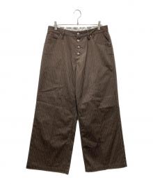 BADWAY×Dickies（バッドウェイ×ディッキーズ）の古着「Stripe Chino pant ストライプチノパンツ」｜ブラウン×ホワイト
