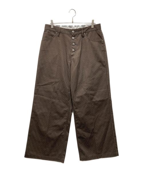 BADWAY（バッドウェイ）BADWAY (バッドウェイ) Dickies (ディッキーズ) Stripe Chino pant ストライプチノパンツ ブラウン×ホワイト サイズ:Lの古着・服飾アイテム