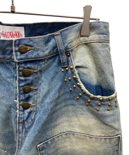BADWAY（バッドウェイ）BADWAY (バッドウェイ) Grunge BORO studs denim グランジボロスタッズデニムパンツ ブルー サイズ:Lの古着・服飾アイテム